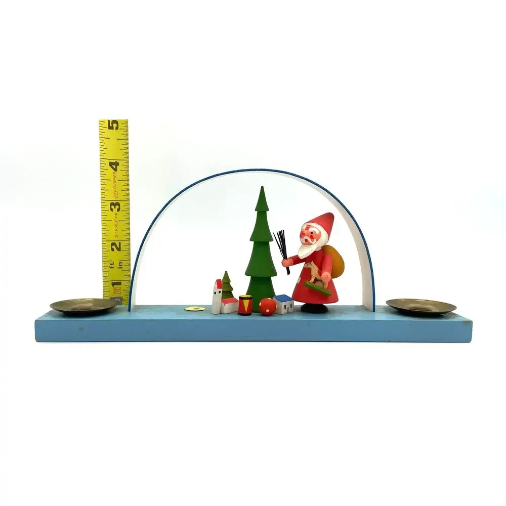Vintage German Wooden Christmas Display Double Candleholder Wood Arch GDR - READ
